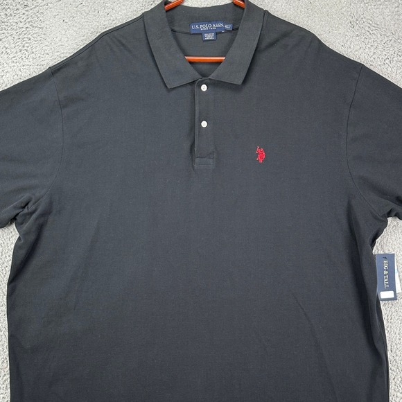 US Polo Assn. Shirt Polo 4XLT Big Tall Gray Short Sleeve Rugby Stretch Logo NEW